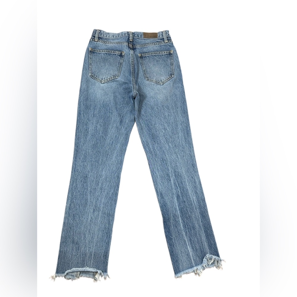 Carmar Two-Tone Light Blue Straight Leg Jeans with Frayed Trim - Picture 4 of 13